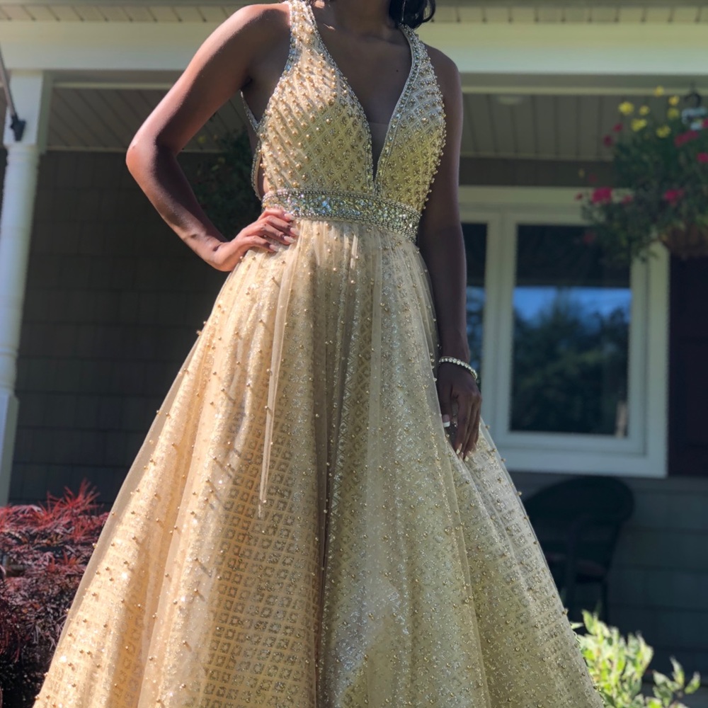 Gold beaded gown